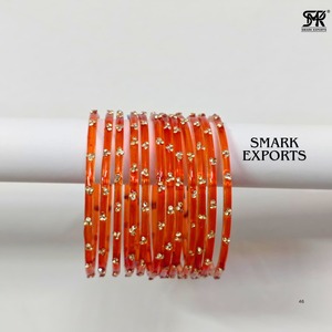 Premium Kashmiri Noor Glass <b>Bangles</b> Set 12-Piece Gold Plated Indian Traditional Bridal Wedding Ethnic Women's <b>Bracelet</b> - Product Image 3