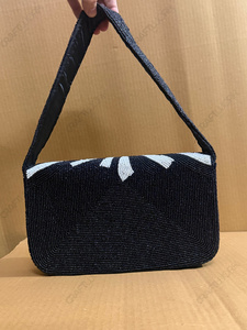 Sac fourre-tout décontracté à motif zèbre perlé pour femmes, vente en gros |   Perles de rocaille faites à la main |   Fermeture magnétique grande capacité avec doublure en satin - Product Image 5