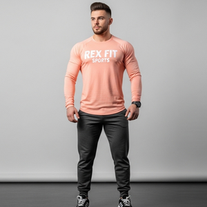 Camiseta de Manga Larga para Hombre con Cuello Doble en V, Transpirable, con Cuello Redondo - Product Image 1