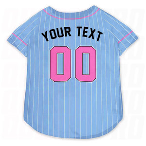 เสื้อเบสบอลสีน้ำเงินขาวสำหรับสัตว์เลี้ยง สกรีนชื่อและหมายเลขทีมได้ตามต้องการ เสื้อผ้าสัตว์เลี้ยงแบบมีสไตล์สำหรับแมวและสุนัข ชุดกีฬาสุดเท่ - Product Image 6