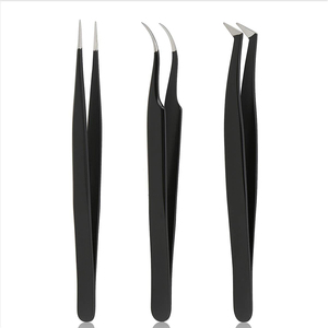 Pince à épiler noire pour extensions de cils, ensemble de pinces à épiler droites et à pointe fine, kit de pinces à épiler pour soins de beauté des cils - Product Image 1