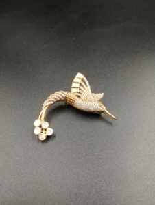 AMAIRA JEWELS <b>Gold</b> Plated Peacock Design Brooch Moissanite Polki Red Doublet Stone Animal Shape Women's Fashion Accessory Gift - Product Image 6