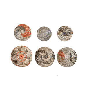 Assiette murale ronde en jonc de mer faite à la main, motif géométrique abstrait bohème, décoration d'intérieur, salon, mariage - Product Image 4