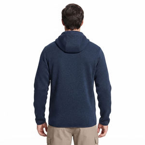 Heather Knit Fleece Hoodie Full Zip Sweater <b>Jacket</b> Cozy Winter Hooded Coat Gents Custom Outerwear Factory Direct Price - Product Image 2