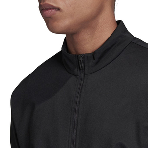 Men's Black Full Length Tracksuit Solid Color Breathable <b>Polyester</b> Autumn Casual Wear Stand Collar <b>Jogger</b> Set - Product Image 4