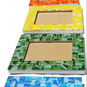 Unique Design Multi Color Mosaic Photo <b>Frame</b> Rectangular Glass Tile Surface Picture Holder Tabletop Home Office Display Stand - Product Image 1