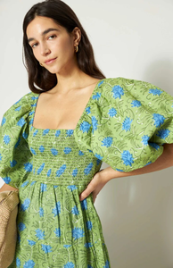 <b>Shirred</b> Bodice Cottagecore Tiered Skirt A Line Dress French Vintage Style Garden Party Dress - Product Image 3
