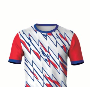 T-shirt à manches courtes et col rond en jersey géométrique imprimé par sublimation sur toute la surface, de qualité supérieure, décontracté et tendance pour hommes et femmes - Product Image 4