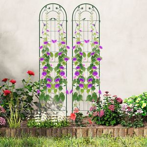 Set di 2 tralicci da giardino in metallo da 86,5 x 20 pollici per piante rampicanti, recinzioni e cancelli - Product Image 1