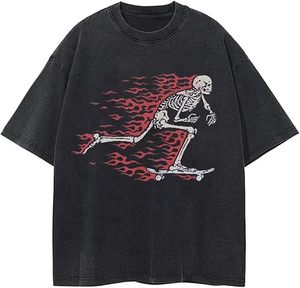 T-shirt en jean surdimensionné pour homme à imprimé araignée, manches courtes, col rond, style streetwear, en coton, avec motif graphique - Product Image 5