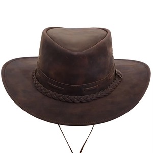 Leather Cowboy <b>Hat</b> Unisex Wide Brim Braided <b>Band</b> Outdoor Casual Adult Adjustable 58-60CM Four Seasons - Product Image 1