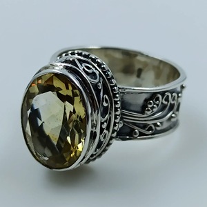Anillo de Compromiso Boho de Plata de Ley 925 con Citrino para Mujer, Gema Amarilla Ovalada de 12x16 mm, Piedra de Nacimiento de Noviembre - Product Image 5