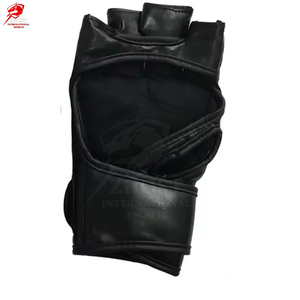 Gants de boxe MMA en cuir de vachette noir 14 oz, sans doigts, avec sangle de poignet auto-agrippante, équipement d'entraînement pour les arts martiaux - Product Image 5