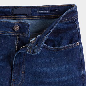 Men's Dark Blue Regular Fit Custom Made High Quality Streetwear Denim <b>Jeans</b> for Men's with High Quality Custom Embroidered logo - Product Image 6