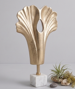 Modern Elegant Gold Coral Aluminum Sculpture Luxury Decorative Accent for Home Desktop or Tabletop <b>Object</b> Desk Accents Decor - Product Image 1