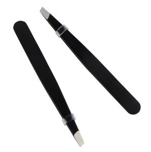 Juego de Pinzas para Pestañas de Acero Inoxidable con Puntas Planas y Curvadas, Negras y Lisas, para Uso Estético y con Logotipo Personalizado - Product Image 4