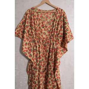 ชุดเดรสคาฟทันผ้าฝ้ายพิมพ์ลายบล็อก 100% สำหรับผู้หญิง สไตล์โบฮีเมียนลำลอง ใส่คลุมชุดไปทะเลช่วงฤดูร้อน น้ำหนักเบา เป็นมิตรกับสิ่งแวดล้อม ระบายอากาศได้ดี - Product Image 3