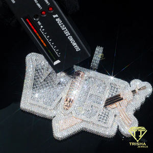 จี้ตัวอักษรแบบ Iced Out สั่งทำพิเศษ ทำจากเงินแท้ 925 ประดับด้วยโมอิสซาไนต์คุณภาพสูง สร้อยคอฮิปฮอป - Product Image 2
