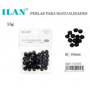 Perles artisanales Ilan 10mm noires pour travaux manuels 15g - Product Image 3