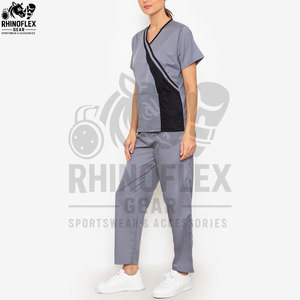 Tenue d'infirmière unisexe Dishang en polyester Dobby haute élasticité, à manches courtes, pour l'été, uniforme d'hôpital et de maison de retraite - Product Image 2