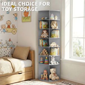 Étagère à chaussures rotative à 360 degrés à 7 niveaux 60*60*184cm en matériau composite bois-plastique gris - Product Image 1