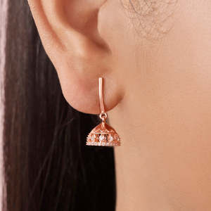 Cadeau de la Saint-Valentin et de Noël, boucles d'oreilles pendantes en argent sterling 925 plaqué or rose, éclat rose, pour femmes - Product Image 5