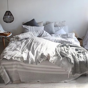 Juego de Edredón de Lino con Fundas de Almohada, Juego de Ropa de Cama Tejida Simple para el Hogar y el Dormitorio - Product Image 4