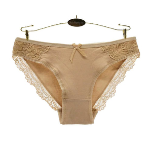 Culotte Hipster Femme Taille Basse Sexy en Dentelle, Motif Uni, Respirante, en Coton Spandex, Élégante, pour Noir, Gris, Bordeaux - Product Image 6