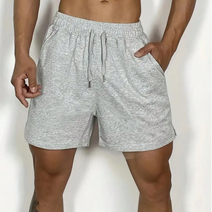 Nouveaux shorts de sport pour hommes de haute qualité, shorts de fitness et d'entraînement, 100% coton, shorts unis teints pour hommes - Product Image 3