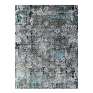 Alfombra de Lana Anudada a Mano, Color Verde Azulado Grisáceo, Diseño Desgastado, Pelo Corto, Hecha a Mano, para Sala de Estar, Dormitorio, Comedor - Product Image 1