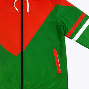 Chaqueta Cortavientos Impermeable con Bloques de Color Verde, Rojo y Blanco, Cremallera Completa, Ligera, de Poliéster/Algodón, Tallas Grandes, Estampado para Exteriores - Product Image 3