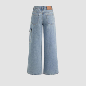 Bow Tie Wide Leg <b>Jeans</b> Mid Waist Baggy Denim Pants Vintage Wash Casual Eco-Friendly Women Cargo Ultra-Soft Breathable - Product Image 6