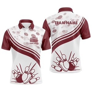 High Quality Custom Sublimation Men's Sporty <b>Bowling</b> for Shirt Anti-Wrinkle Quick Dry Breathable Knitted Team Shirt - Product Image 5