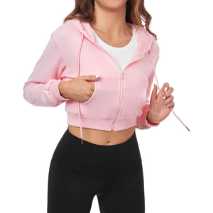 Sudadera Corta de Moda para Mujer, Sudadera de Manga Larga con Estampado Personalizado, Estilo Casual Urbano, Tejido Suave, Fabricante de Ropa OEM ODM - Product Image 2