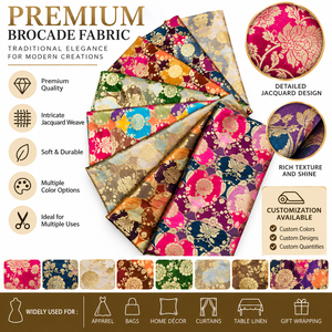 Tela Brocada Premium con Diseño Floral Jacquard Intrincado, Brillo Intenso, Múltiples Colores para Prendas, Bolsos y Decoración del Hogar - Product Image 6