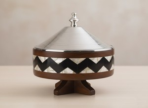 Cacerola de Acero Inoxidable Aislada con Revestimiento de Esmalte de Alta Calidad, Diseño Moderno Chevron MOP, Olla Duradera Pulida - Product Image 2