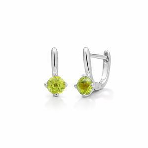 Pendientes de Aro Redondos de Plata de Ley 925 con Peridoto, Bañados en Oro, Ligeros, con Cierre, Pendientes de Aro con Piedras Preciosas - Product Image 2