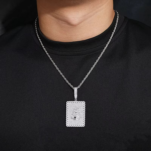 Pendentif Micro Pavé Visage de Jésus en Moissanite, Plaqué Or et Argent, Bijou de Luxe Hiphop Tendance pour Homme - Product Image 6