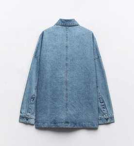 Custom Oversized Women Denim Jacket Long Loose Fit Casual Autumn/Winter Button Washed Streetwear Outerwear - Product Image 2