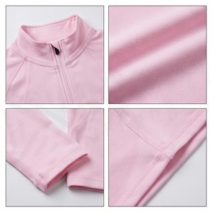 เสื้อแจ็คเก็ตโยคะสีชมพู แขนยาว ซิปด้านหน้า ระบายเหงื่อได้ดี ระบายอากาศได้ดี ชุดกีฬาผู้หญิง สีพื้น ดีไซน์ไร้ตะเข็บ - Product Image 5