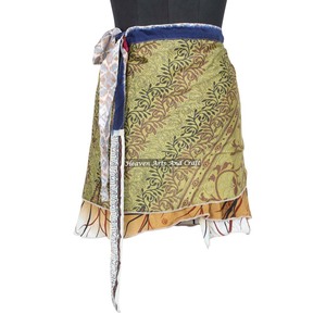 Indian Vintage Boho Magic Double Layer Mini <b>Skirt</b> Retro Hippie <b>Gypsy</b> Style Women's Beach Wrap In Plus Size Made Silky Fabric - Product Image 1