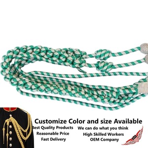 Green and White <b>Braided</b> Metallic <b>Cord</b> with Silver Tips for Garment Use - Product Image 2