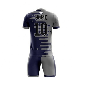 Maillot de football personnalisé pour homme, gris marine uni, col en V, manches courtes, respirant, 100% polyester, coupe athlétique, toutes saisons - Product Image 4