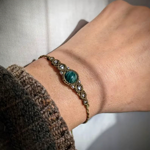 Handmade Macrame <b>Bracelet</b> Green Stone Adjustable Boho Bohemian Jewelry Natural <b>Gemstone</b> <b>Bracelet</b> for Women - Product Image 1