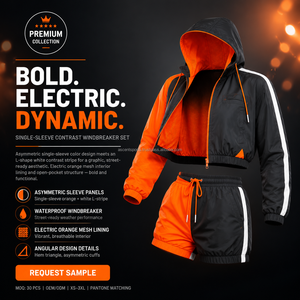 Fournisseur en gros de vêtements de sport pour femmes, ensemble de veste zippée avec combinaison de couleurs personnalisée, bordure contrastée, softshell, résistant à l'eau, nouveau - Product Image 4
