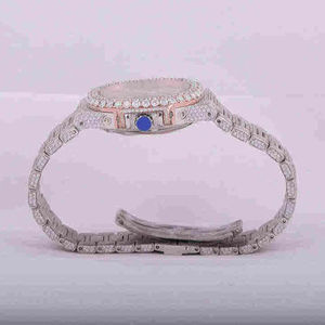 Montre mécanique de luxe haut de gamme pour homme, en argent, avec diamants naturels ronds VVS et moissanite (testée), mouvement ETA, best-seller - Product Image 4