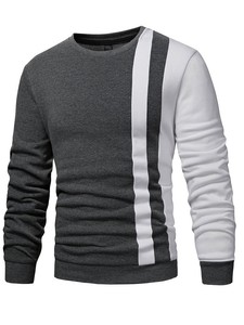 Sudadera de Cuello Redondo para Hombre, Color Negro y Rojo, Corte Ajustado, Tejida, Manga Larga, Informal, para Otoño - Product Image 5