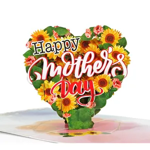 Custom manufacture 3D greeting cards for Mother Day to Thank you Mom with Envelopes and note