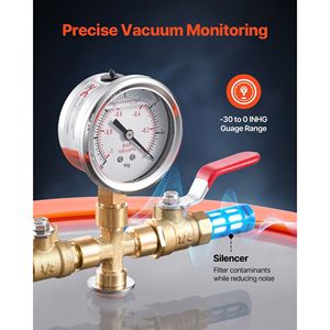 Bomba de Vacío de Una Etapa 3.5 CFM, Kit de Cámara de Desgasificación de Acero Inoxidable, Recipientes de Presión de Vidrio Templado para Cámara de Vacío de 5 Galones - Product Image 5