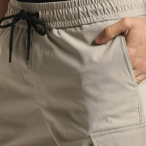Shorts cargo kaki pour homme, couleur unie, avec cordon de serrage à la taille et poches, style décontracté - Product Image 6